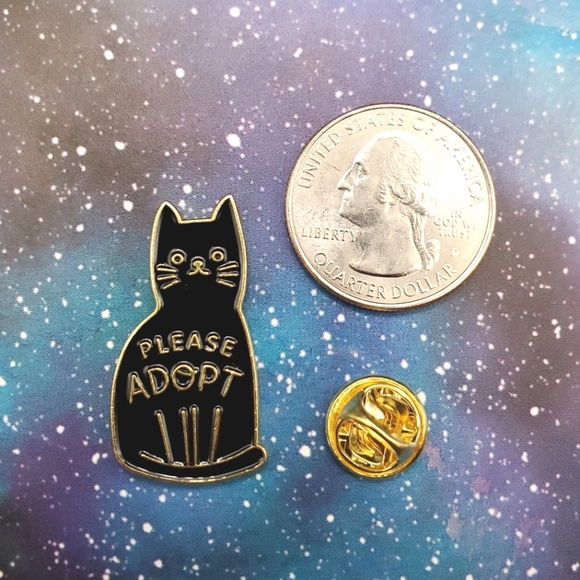 Please Adopt Black Cat Enamel Pin - Picture 2 of 3